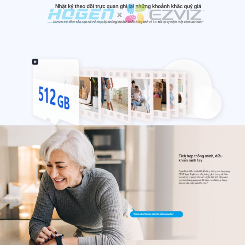 Camera Wifi EZVIZ H6 - AI CAO CẤP (5.0MP/3K)