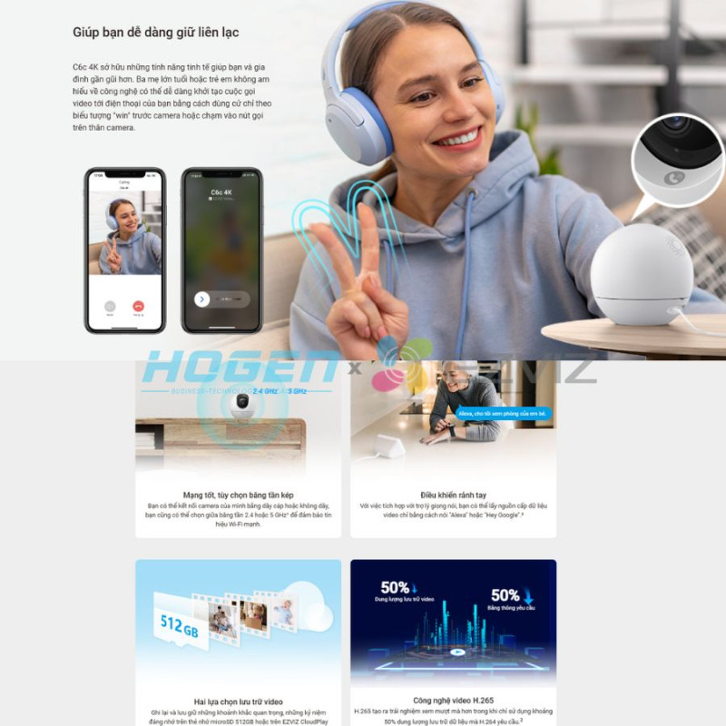 Camera Wi-Fi EZVIZ C6C 4K – Siêu Nét, AI Cao Cấp (8.0MP/4K)