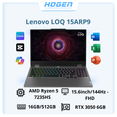 Lenovo LOQ 15ARP9 83JC00LVVN ( AMD Ryzen 5 7235HS | RTX 3050 6GB | 15.6 inch FHD IPS | 16GB | 512GB | Win 11 | Xám)