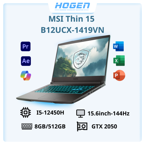 MSI Thin 15 B12UCX-1419VN (i5-12450H/8GB/512GB/RTX 2050/15.6 inch FHD 144Hz/Win 11/Xám)