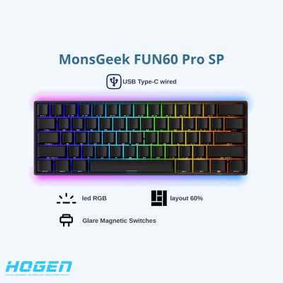Bàn phím cơ MonsGeek FUN60 Pro SP Black Akko Glare Magnetic Switches – 1 chế độ kết nối có dây
